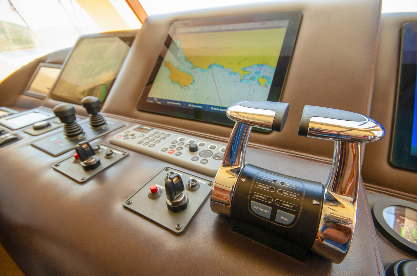 Modern Cockpit of a Motorboat